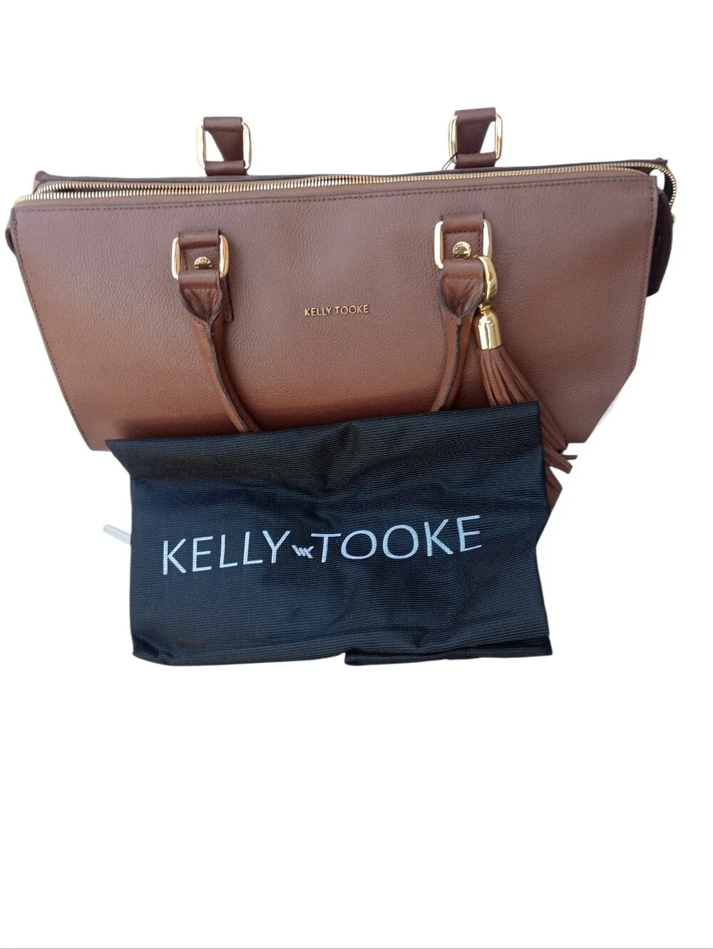 Kelly-Tooke Soho Leather Barrel Tassel Satchel Bag, NWT